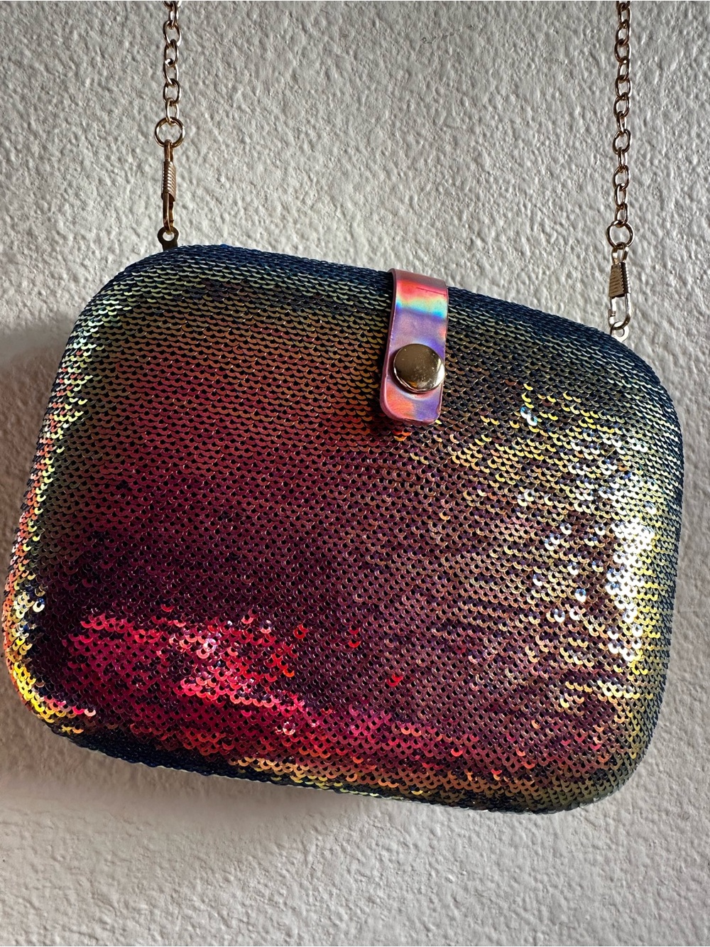 Iridescent Rainbow Sequin Evening Bag Color Shift Clutch - Picture 4 of 16